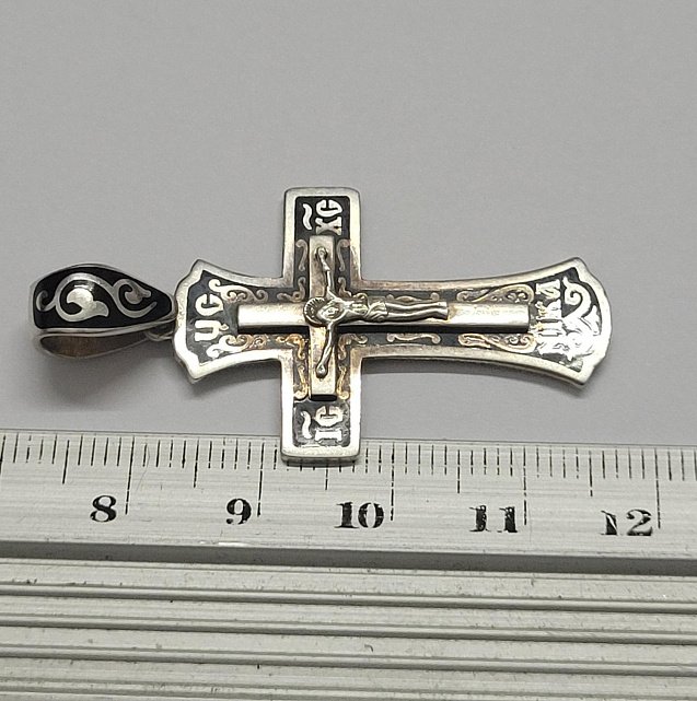 Срібний підвіс-хрест з емаллю (33332453) 2