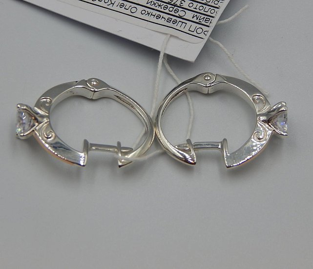 Срібні сережки з позолотою та цирконієм (31969093) 4