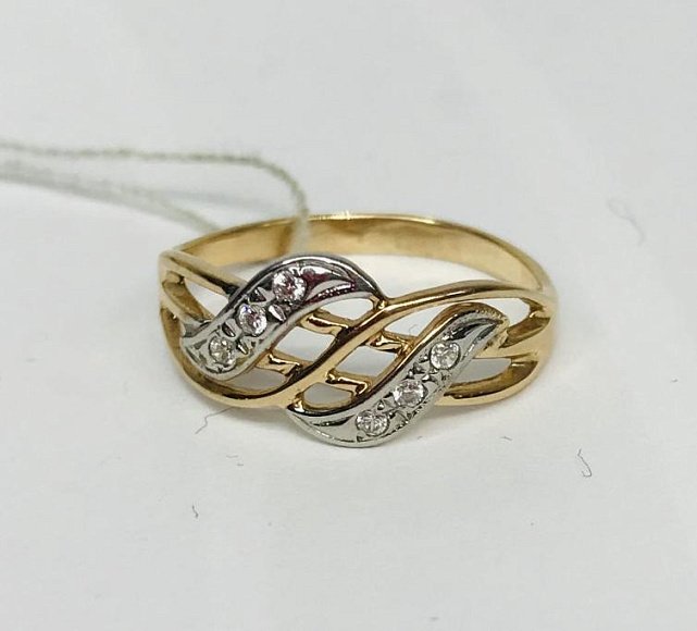 Кольцо из красного и белого золота с цирконием (29442958) 2