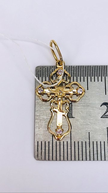 Підвіс-хрест з червоного золота з цирконієм (31477060) 1