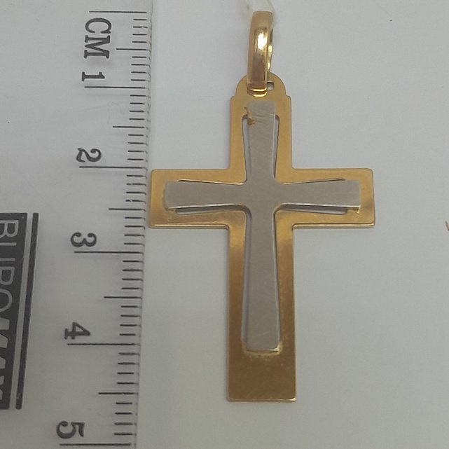 Підвіс-хрест з червоного та білого золота (33768312) 2