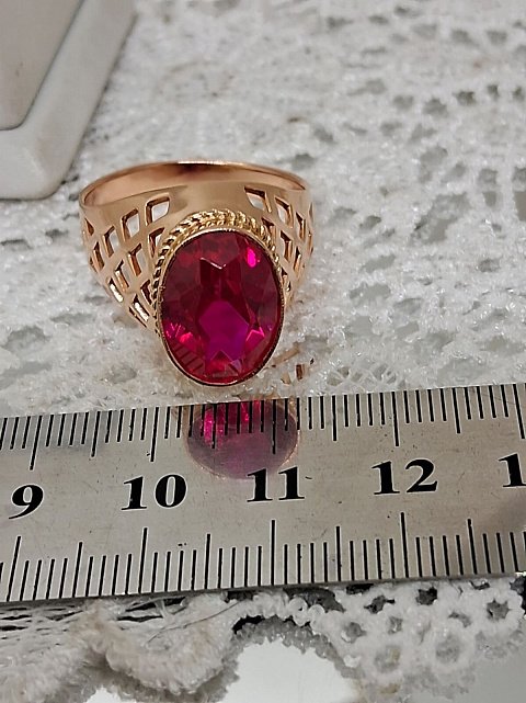 Кольцо из красного золота с корундом (33688905) 7