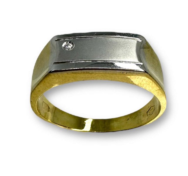 Перстень из желтого и белого золота с цирконием (31774996) 1
