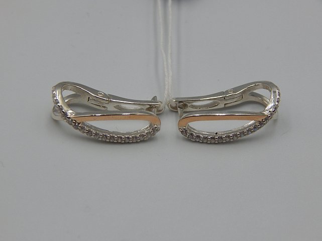 Серебряные серьги с позолотой и цирконием (32317369) 3
