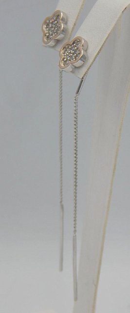 Срібні сережки з позолотою та цирконієм (28352600) 1