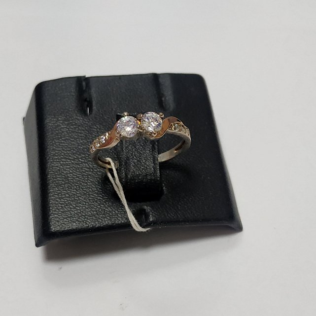 Серебряное кольцо с позолотой и цирконием (30569096) 2
