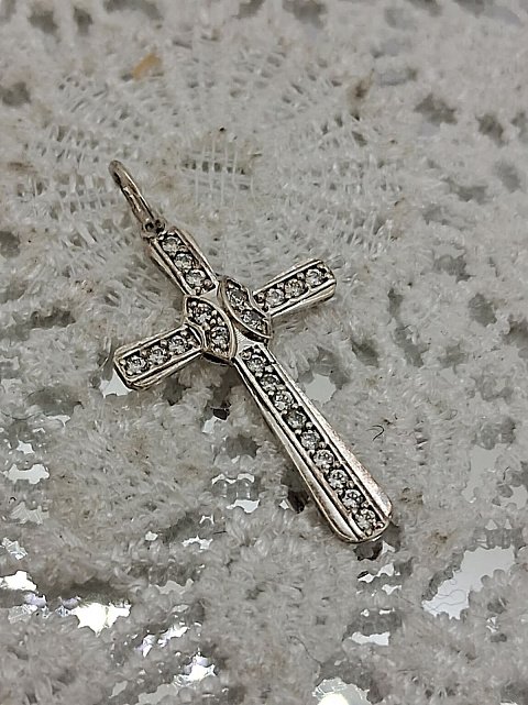 Срібний підвіс-хрест із цирконієм (33346562) 3