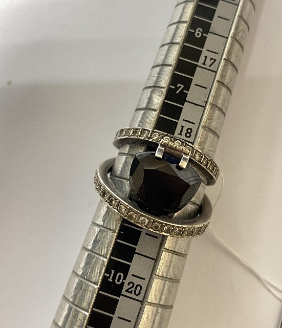 Серебряное кольцо с цирконием и ониксом (33764161) 4
