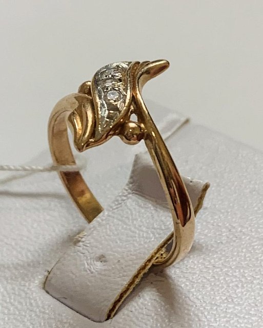 Кольцо из красного и белого золота с цирконием (30506064) 3