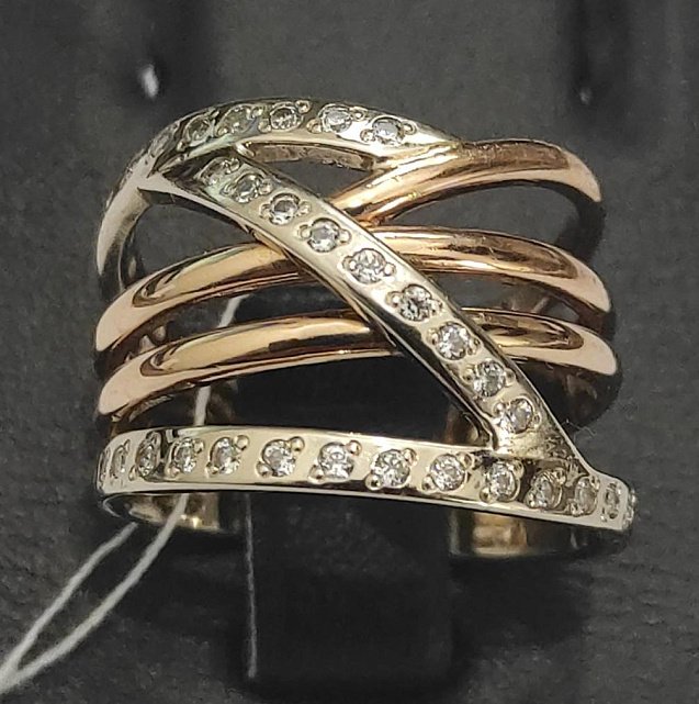 Кольцо из красного и белого золота с цирконием (31645443) 0
