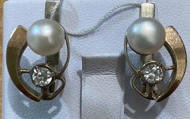 Серебряные серьги из позолотой и цирконием (32444574) 3