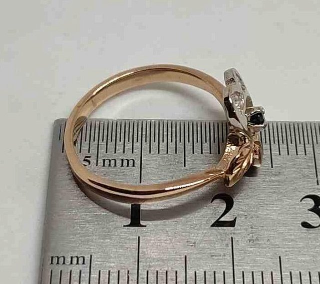 Кольцо из красного и белого золота с сапфиром и бриллиантом (-ми) (29810707) 5