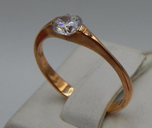 Кольцо из красного золота с цирконием (28407785) 1