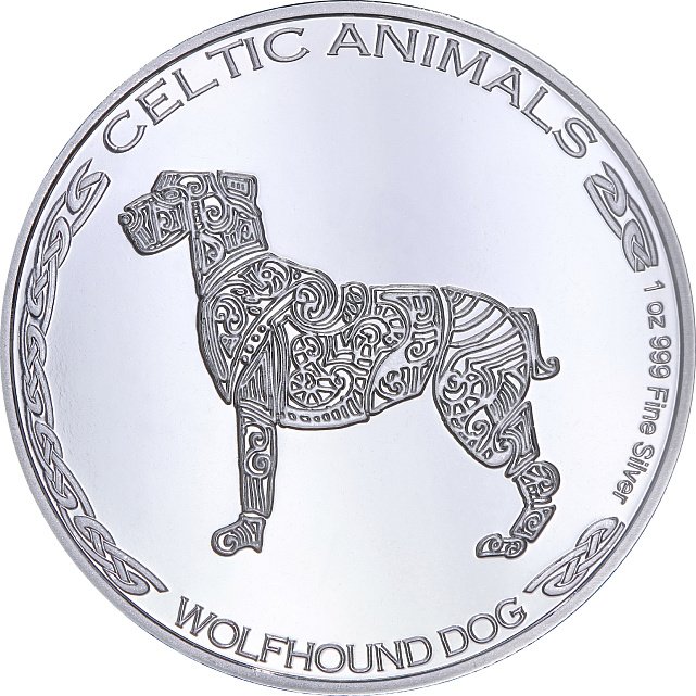 Серебряная монета 1oz Волкодав Кельтские животные 500 франков КФА 2022 Чад (29128364) 2
