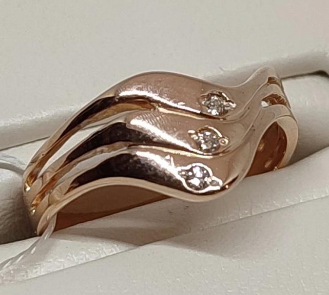 Кольцо из красного золота с бриллиантом (-ми) (29082369) 0