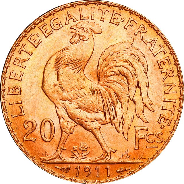 Золотая монета 20 франков 1911 Франция (33543318) 0