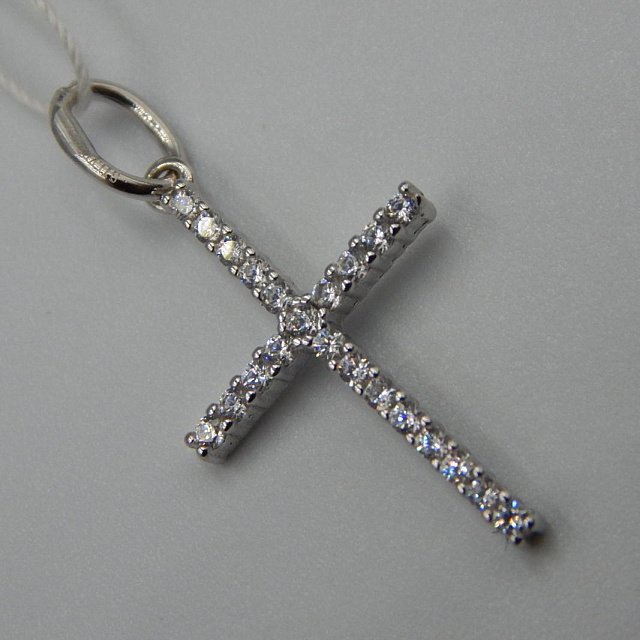 Срібний підвіс-хрест із цирконієм (32929571) 1