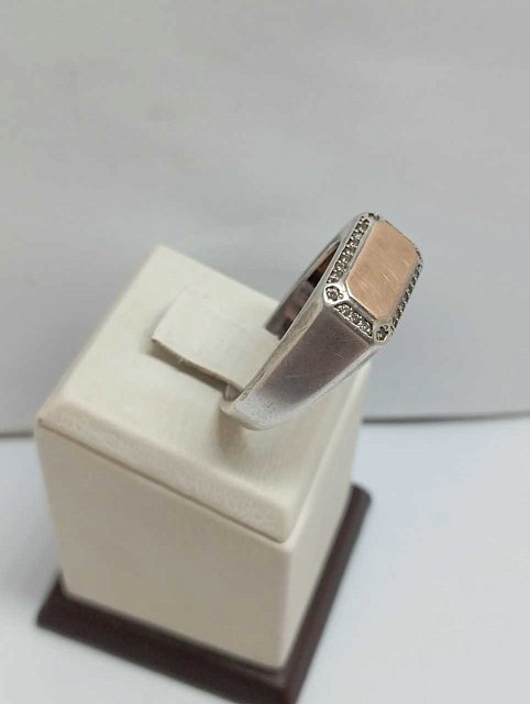 Серебряный перстень с позолотой и цирконием (33615052) 2