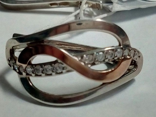 Серебряные серьги с позолотой и цирконием (30636383) 2