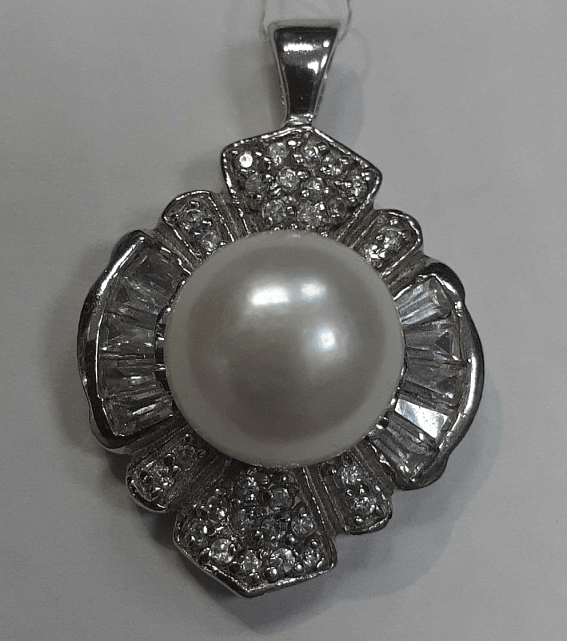 Срібний кулон з перлами та цирконієм (27458999) 0