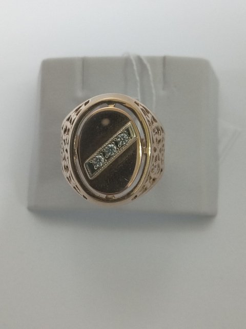 Перстень из красного и белого золота с цирконием (33251569) 0