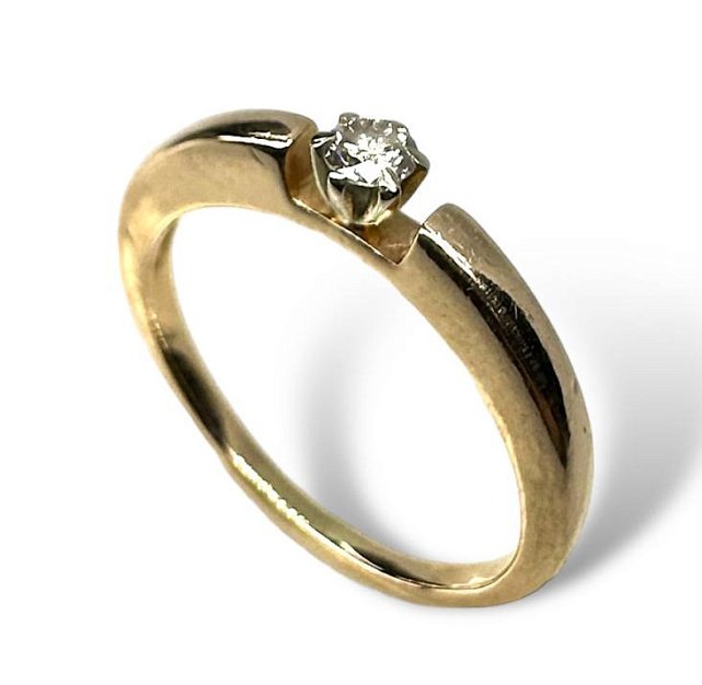 Кольцо из красного и белого золота с бриллиантом (-ми) (33677113)  0