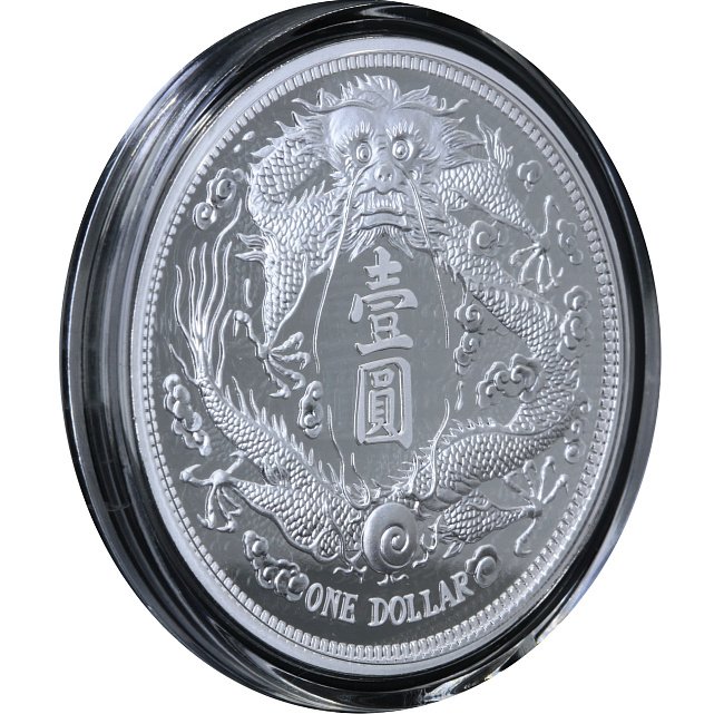 Серебряная монета 1oz Длинноусый Дракон 1 доллар Китай 2019 рестрайк (29127627) 3