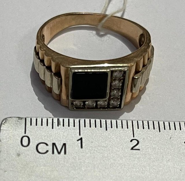 Перстень из красного и желтого золота с цирконием (33189717) 1