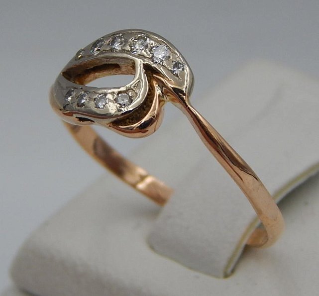Кольцо из красного и белого золота с бриллиантом (-ми) (31164290) 1