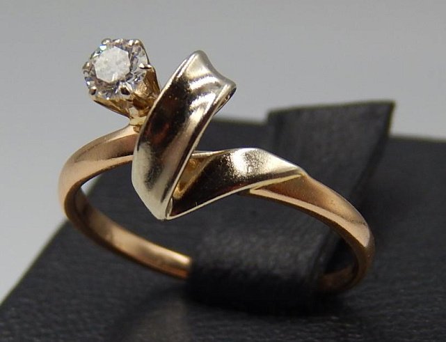 Кольцо из красного и белого золота с бриллиантом (-ми) (31559079) 1