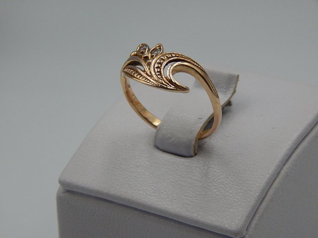 Кольцо из красного золота с цирконием (33683568) 1