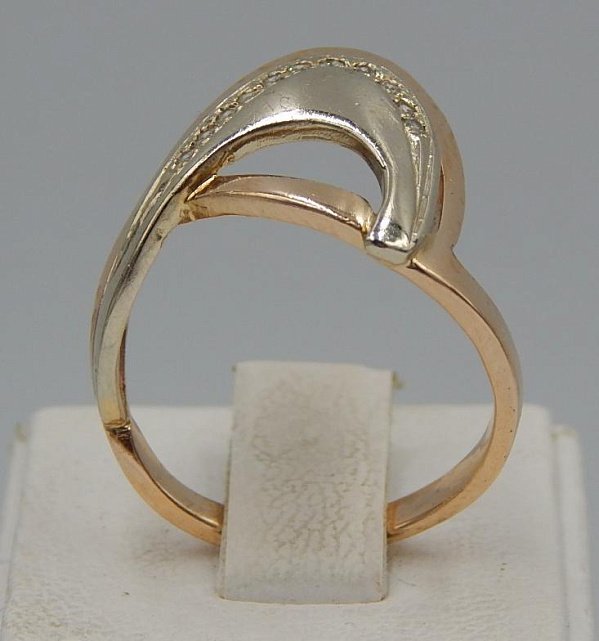 Кольцо из красного и белого золота с цирконием (32440949)  1