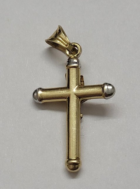 Підвіс-хрест з жовтого та білого золота (31998132) 1
