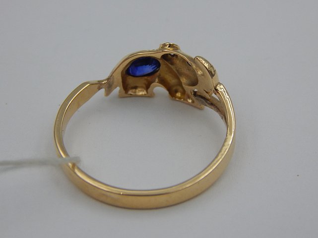 Кольцо из желтого золота с сапфиром и бриллиантом (-ми) (31169207) 4