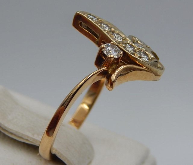 Кольцо из красного и белого золота с бриллиантом (-ми) (28660053) 1