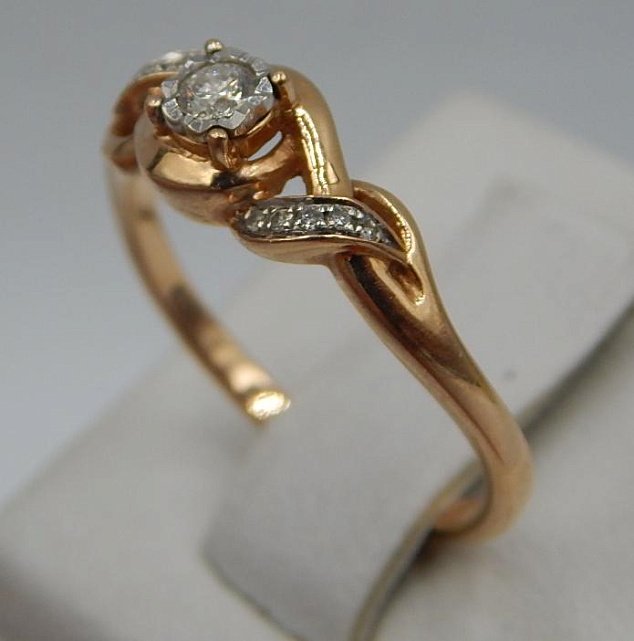 Кольцо из красного и белого золота с бриллиантом (-ми) (29990984) 1