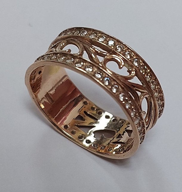 Кольцо из красного золота с цирконием (32956493) 5