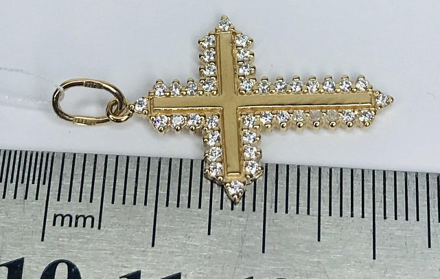 Подвес-крест из красного золота с цирконием (31622953) 2