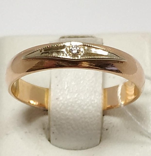 Обручальное кольцо из желтого и белого золота с бриллиантом (-ми) (33799780)  1
