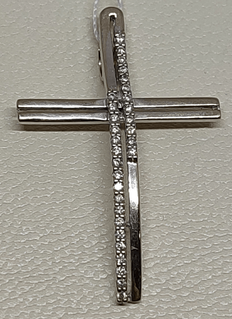 Підвіс-хрест із білого золота з діамантом (-ми) (27417193) 0