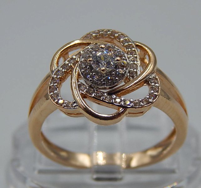 Кольцо из красного и белого золота с цирконием (33726219) 0