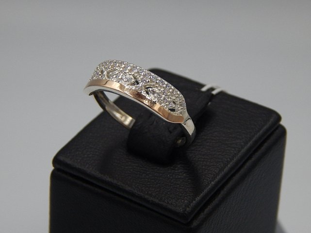 Серебряное кольцо с позолотой и цирконием (30537189) 2