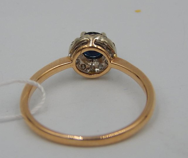 Кольцо из красного и белого золота с сапфиром и бриллиантом (-ми) (28660542) 4