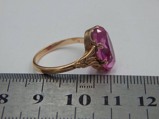 Кольцо из красного золота с корундом (29037867) 10