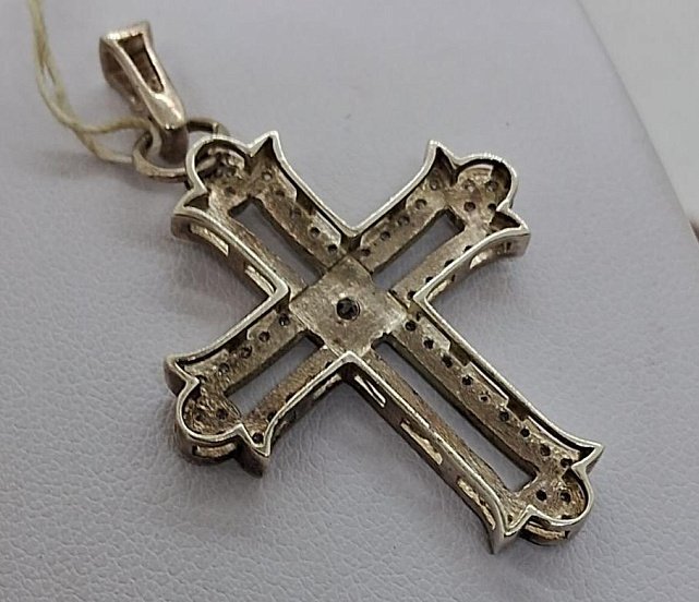 Серебряный подвес-крест с цирконием (32220794) 1