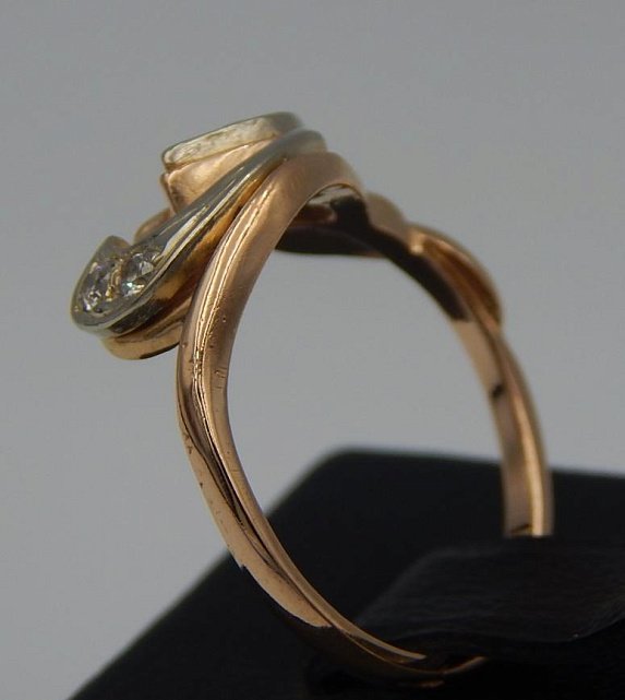 Кольцо из красного и белого золота с цирконием (28356601) 0
