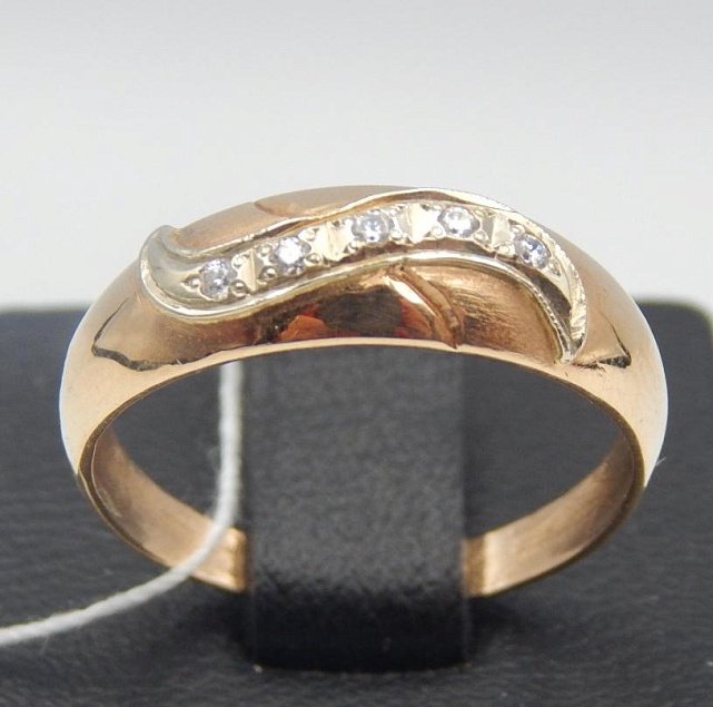 Кольцо из красного и белого золота с цирконием (33670280)  0