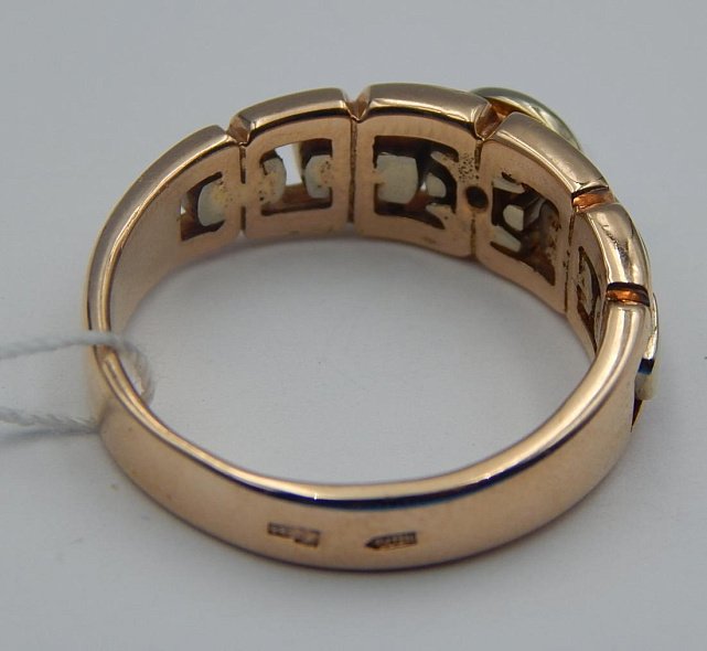 Кольцо из красного и белого золота с цирконием (28920201) 4