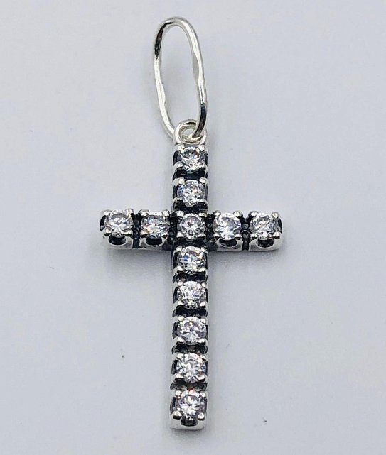 Срібний підвіс-хрест із цирконієм (33793066) 0