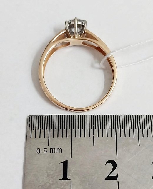 Кольцо из красного и белого золота с цирконием (33665179) 6